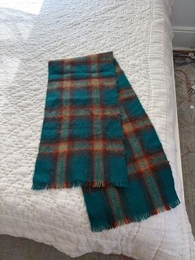 Plaid Wool Throw Scarf - Unbranded